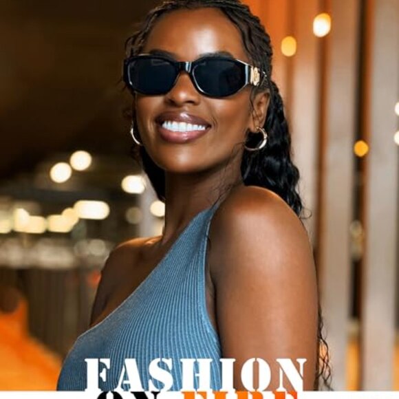Retro Rectangle Sunglasses Vintage 90s Narrow Square Metal Frame Trendy main image 7